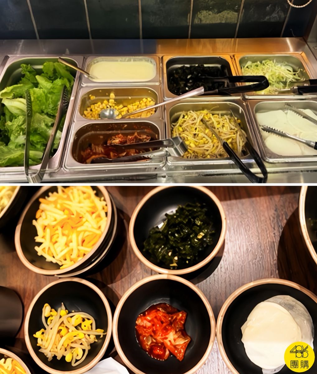 釜山三味食堂自助小菜吧台與多款經典韓式小菜,包含爽脆泡菜、醃蘿蔔、涼拌黃豆芽、生菜與起司配料無限享用。 釜山三味食堂自助小菜吧台與多款經典韓式小菜,包含爽脆泡菜、醃蘿蔔、涼拌黃豆芽、生菜與起司配料無限享用。